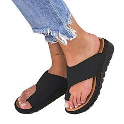 Frdun Damen Zehenring-Slides Flip Flop Sandalen, Frauen Casual Flache Sandalen, einfarbige Schuhe mit rutschfester Sohle für Sommer Boho Kleid Strand von Frdun