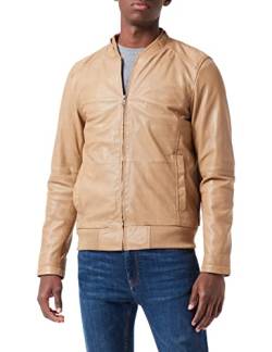 Freaky Nation Herren Yorik-FN Lederjacke, beige, XL von Freaky Nation