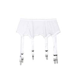 Frecoccialo Women's Suspender Stockings Transparente sexy Spitze 6 Strap Garter Suspender Belt for Stockings, 1-weiß, M von Frecoccialo
