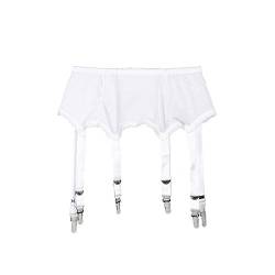 Frecoccialo Women's Suspender Stockings Transparente sexy Spitze 6 Strap Garter Suspender Belt for Stockings, 1-weiß, XXL von Frecoccialo