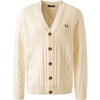 Fred Perry Herren Cardigan weiß Wolle unifarben von Fred Perry