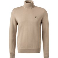 Fred Perry Herren Rollkragenpullover beige Wolle unifarben von Fred Perry