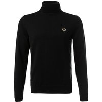 Fred Perry Herren Rollkragenpullover schwarz Wolle unifarben von Fred Perry