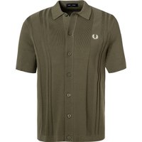 Fred Perry Herren Strickhemd grün Baumwolle von Fred Perry