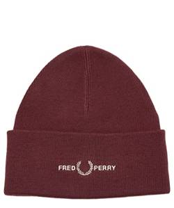 Fred Perry Strickmütze Mütze Graphic Beanie C4114 (DE/NL/SE/PL, Alphanumerisch, Einheitsgröße, Rot) von Fred Perry