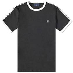 Fred Perry Taped Ringer T-Shirt Snow White, Schwarz , M von Fred Perry