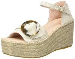 Fred de la Bretoniere Damen FRS1368 Sandalette Soft Grain Leather Espadrille Wedge Sandal, beige, 36 EU von Fred de la Bretoniere