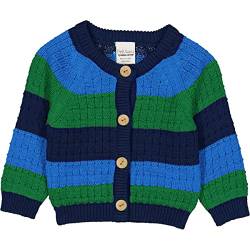 Fred's World by Green Cotton Baby - Mädchen Knit Stripe Baby Cardigan Sweater, Deep Blue, 56 EU von Fred's World by Green Cotton