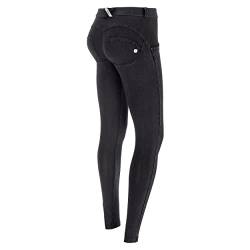 Freddy WR.UP® Damen Push-Up Jeans - Regular Waist Super Skinny - Schwarz - Schwarze Nähte Größe XL von Freddy