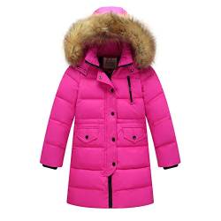 Free Fisher Kinder Jungen/Mädchen Winter Daunenmantel mit Fellkapuze, Pink, Gr. 104/110( Herstellergröße: 110) von Free Fisher