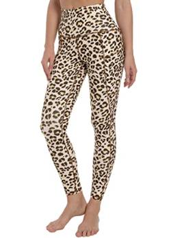 Free Leaper Leoparden Leggings Hoher Bund Damen Fitnessleggings Sport Läuft Tights Gymleggings mit Taschen Yogaleggings (Leopard, XL) von Free Leaper