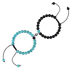 Magnetische gegenseitige Anziehungskraft Armband Perlen Armband Am besten passende Armbänder Liebhaber Beziehung Schmuck Geschenk für Frauen Männer (Blue Turquoise) von Free Space