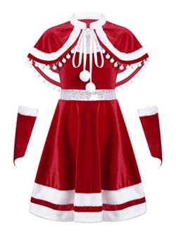 Freebily Baby Kinder Mädchen Weihnachtskleid Glitzer Tutu Kleid Rot Pailletten Partykleid Festlich Kleid Ärmellos Festzug Kleidung mit weißes Feder Saum Rot C 98-104/3-4 Jahre von Freebily