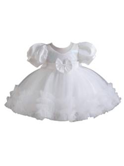 Freebily Baby Mädchen Blumenmädchenkleid Festlich Hochzeit Blumen Prinzessin Kleider Tutu Tülkleid Festzug Partykleid Geburtstag Taufkleidung Weiß_K 80-86 von Freebily