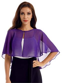 Freebily Damen Chiffon Schal Stola Bolero Für Festlich Hochzeit Abendkleid Braut Jacke Tücher Violett_B Einheitsgröße von Freebily