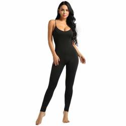 Freebily Damen Sportbody Fitness Overall Unitards Ballett Ganzanzug Gymnastik Trikot Body Jumpsuit Elastisch Sport Yoga Bodysuit Leggings Schwarz Large von Freebily