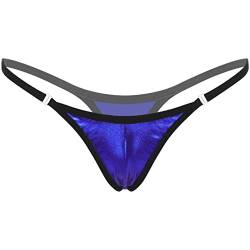 Freebily Damen String Glänzende Metallic G-String Low Rise T-Back Unterhose Bikini Slip Tanga Thongs Unterwäsche Dessous Königsblau_C One Size von Freebily