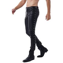 Freebily Herren Lackleder Hosen Skinny Mit Reißverschluss Wetlook Leggings Stretche Lederhosen Pants Slim Fit Tights Gothic Steampunk Clubwear Schwarz_C L von Freebily