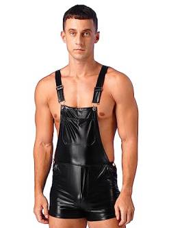 Freebily Herren Metallic Lätzchen Overall Glitzer Latzhose Hosenträger Shorts Festival Kostüm Nachtclub Clubwear Schwarz L von Freebily