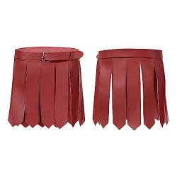 Freebily Herren Mittelalter Gladiator Kostüm PU Leder Quastenrock mit Schnalle Steam Punk Taillengürtel Rock Wetlook Lederrock Cosplay Zubehör Rot A One Size von Freebily