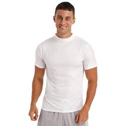 Freebily Herren Rollkragen-T-Shirt Slim Fit Kurzarm Shirt Hemd Untershirt Dehnbare Sommer Sport Workout Top Oberteil A_Weiß XXL von Freebily