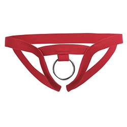 Freebily Herren String Sexy Ouvert Slips mit O-Ring Micro Strings Jockstraps Männer Erotik Unterhose Dessous Unterwäsche Reizwäsche Rot One Size von Freebily