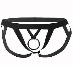 Freebily Herren String Sexy Ouvert Slips mit O-Ring Micro Strings Jockstraps Männer Erotik Unterhose Dessous Unterwäsche Reizwäsche Schwarz O One Size von Freebily