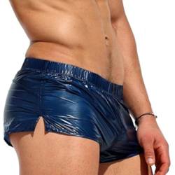 Freebily Herren Wetlook Shorts Metallic Boxershorts Hotpants Männer Glänzend Badeshorts Unterwäsche Unterhose Clubwear Marineblau E S von Freebily