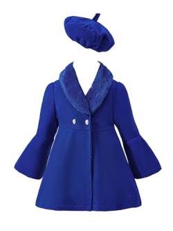 Freebily Kinder Baby Mädchen Mantel Klassische Wollmantel Kunstfell-Kragen Jacke Mit/Ohne Baskenmütze Set Warme Winter Herbst Kleidung Königsblau 122-128 von Freebily