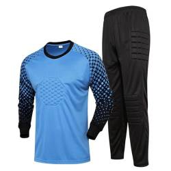 Freebily Kinder Jungen Fußball Trikot Antikollisions Fußball Torwart Uniform Lange Ärmel Gepolstert Tops Und Hose Heim-/Auswärtstrikot Traningsset A_Blau 134-140/9-10 Jahre von Freebily