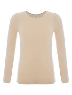 Freebily Kinder Jungen Mädchen Thermo Unterhemd Langarmshirt mit/Ohne Innenfleece Thermo Unterwäsche Top Ski Sportwäsche Shirt Nude_B 140-152/10-12 Jahre von Freebily