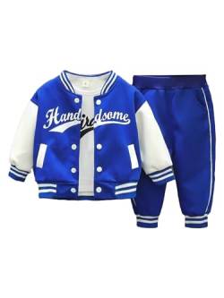 Freebily Kleinkind Baby Outfit Jungen Mädchen Trainingsanzüge Baseball Sweatjacke Hose Langarmshirt Sport Freizeit Babykleidung 3er / 2er Set A_Blau 104-110 von Freebily