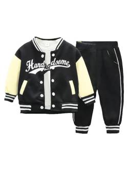 Freebily Kleinkind Baby Outfit Jungen Mädchen Trainingsanzüge Baseball Sweatjacke Hose Langarmshirt Sport Freizeit Babykleidung 3er / 2er Set A_Schwarz 68-80 von Freebily