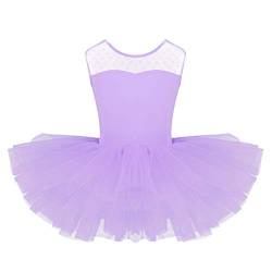 Freebily Mädchen Ballettkleid Tutu Ballettanzug Ballett Trikot Tanzbody Mit Tüll Rock Gymnastik Kleid Turnanzug in Gr. 98-170 Z Hell Lila 128-140 von Freebily