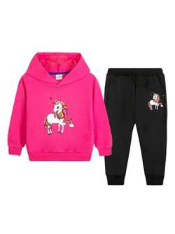 Freebily Mädchen Jungen Trainingsanzug Sport Sweatshirt Sweatpants Set Kinder Kleidung Set Cartoon Hoodie Kapuzenpullover Und Hose Hotpink_A 158-164 von Freebily