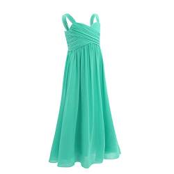 Freebily Mädchen Kleid Festlich Prinzessin Kleid Hochzeit Blumenmädchenkleid Abendkleider Chiffon Sommerkleid Partykleid 104-176 Mintgrün 140 von Freebily