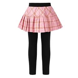 Freebily Mädchen Leggings mit Rock Einteiler Warm Hosen Faltenrock Lange Leggins Strumpf Hosen Baumwolle C_Rosa 134-140/9-10 Jahre von Freebily