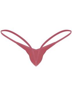 Freebily Männer Jockstrap Micro Mini Strings Tanga Bulge Pouch Slip Herren elastische G-String Thong Unterhose Butt Offen Weinrot X-Large von Freebily