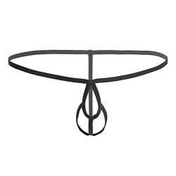 Freebily Männer Tanga G String Spinne Doppelring Stretch-Unterwäsche Bikini Slips Ouvert-String Erotik Dessous Reizwäsche Schwarz M von Freebily