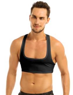 Freebily Männer Tank Top Bauchfrei Unterhemd Sport Gym Weste Top Ärmellos Muskelshirt Halbes T-Shirt Clubwear Crop Tops Schwarz Large von Freebily