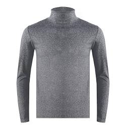 Freebily Männer Thermo Unterhemd Oberteile Thermo Rollkragen Rundhals Pullover Langarm T-Shirt Tops Ski Sport Sweatshirt Fitnessshirt Dunkelgrau XL von Freebily