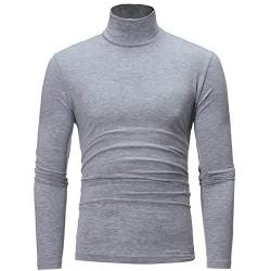 Freebily Männer Thermo Unterhemd Oberteile Thermo Rollkragen Rundhals Pullover Langarm T-Shirt Tops Ski Sport Sweatshirt Fitnessshirt Grau L von Freebily