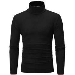 Freebily Männer Thermo Unterhemd Oberteile Thermo Rollkragen Rundhals Pullover Langarm T-Shirt Tops Ski Sport Sweatshirt Fitnessshirt Schwarz S von Freebily