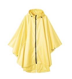 Freesmily Damen Regen Poncho stilvolle wasserdichte Regenmantel mit Kapuze Reißverschluss (Gelb) von Freesmily