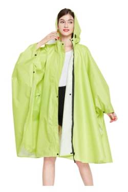 Freesmily Damen Regenponcho Wasserdichter Regenmantel Freie Größe mit Kapuze Reißverschluss Aufbewahrungstasche mit Gürtel (Lichtgrün) von Freesmily