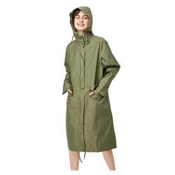 Freesmily Damen Stilvoller langer Regenmantel mit wasserdichter Regenjacke mit Kapuze (Armeegrün, XL) von Freesmily