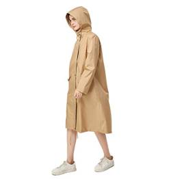 Freesmily Damen Stilvoller langer Regenmantel mit wasserdichter Regenjacke mit Kapuze (Khaki, XL) von Freesmily