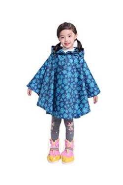Freesmily Kinder Netter Regenmantel Wasserdichter Regen Poncho Jacke Mantel für Mädchen Jungen Kind (Blaue Blume, M) von Freesmily