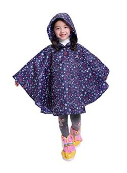 Freesmily Kinder Netter Regenmantel Wasserdichter Regen Poncho Jacke Mantel für Mädchen Jungen Kind (Blauer Stern, M) von Freesmily