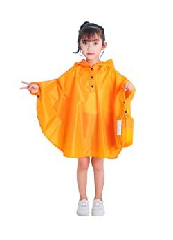Freesmily Kinder Netter Regenmantel Wasserdichter Regen Poncho Jacke Mantel für Mädchen Jungen Kind (Orange, M) von Freesmily